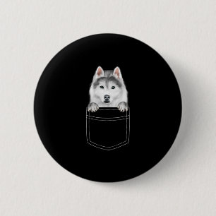 Badge Rond 5 Cm Chien Sibérien Husky À Poche Drôle cadeau de l'am