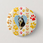 Badge Rond 5 Cm Chien sibérien - pattes cardiaques Imprimer (Devant)