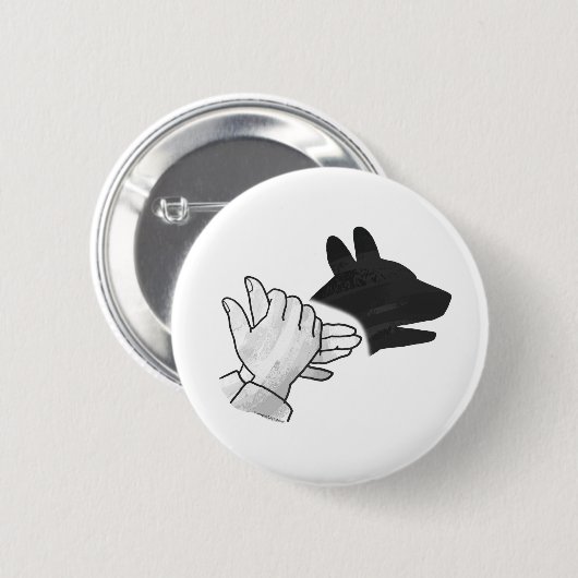 Badge Rond 5 Cm Chien Silhouette main (Devant & derrière)