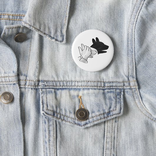 Badge Rond 5 Cm Chien Silhouette main (En situation)