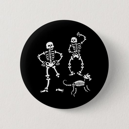 Badge Rond 5 Cm Chien Skull Skeleton Courir Halloween Costume Part (Devant)