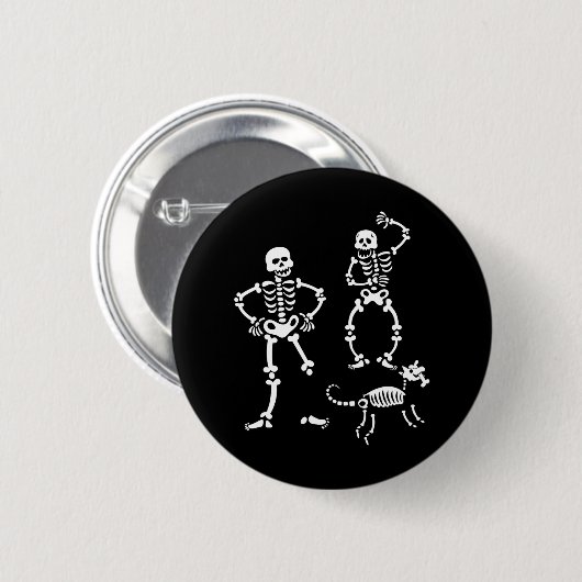 Badge Rond 5 Cm Chien Skull Skeleton Courir Halloween Costume Part (Devant & derrière)