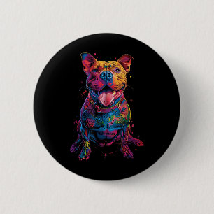 Badge Rond 5 Cm Chien Tatouages Pitbull Tatoué Colorful Chien Tato