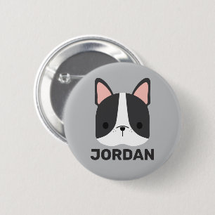 Badge Rond 5 Cm Chien-taureau français mignon avec nom personnalis