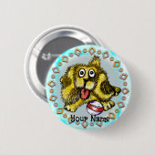 Badge Rond 5 Cm Chien temps de jeu (Devant & derrière)