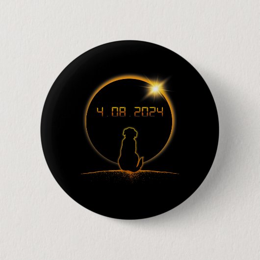 Badge Rond 5 Cm Chien total éclipse solaire (Devant)
