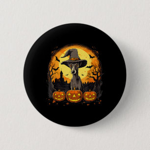 Badge Rond 5 Cm Chien Whippet Sorcière Halloween Effrayant