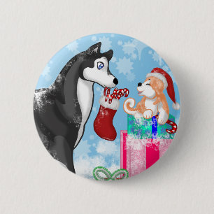 Badge Rond 5 Cm Chienchiens de Noël !