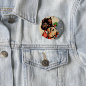 Badge Rond 5 Cm Chienchiens de Noël (En situation)