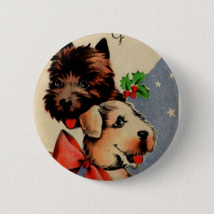 Badge Rond 5 Cm Chienchiens de Noël