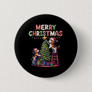 Badge Rond 5 Cm Chiens Beagles de Noël Amoureux des animaux animau