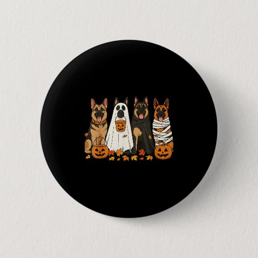Badge Rond 5 Cm Chiens Bergers Allemands Drôle Habillés Comme Ghos (Devant)