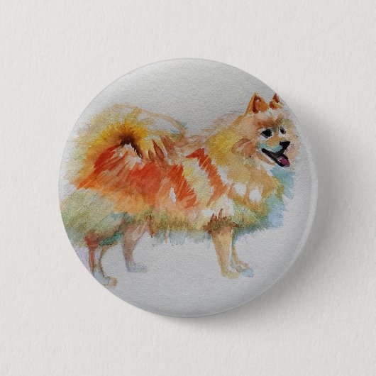 Badge Rond 5 Cm Chiens d'aquarelle allemands Spitz Pomeranian (Devant)