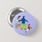 Badge Rond 5 Cm Chiens de marche de Flyball (Devant & derrière)