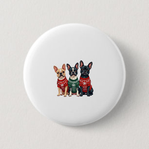Badge Rond 5 Cm Chiens de Noël Français Chiens de Noël Hommes Fran