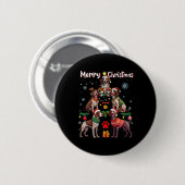 Badge Rond 5 Cm Chiens de pointer germains Joyeux Noël Tr (Devant & derrière)