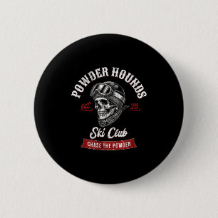 Badge Rond 5 Cm Chiens de poudre skieurs de ski freestyle hiver