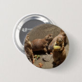 Badge Rond 5 Cm Chiens de prairie mangeant le dîner 1 (Devant & derrière)