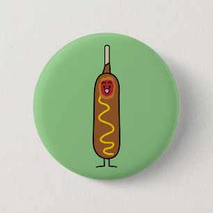 Badge Rond 5 Cm chiens de saucisse frits de moutarde de corndog de