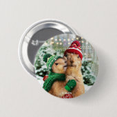 Badge Rond 5 Cm Chiens des Prairies de Noël (Devant & derrière)