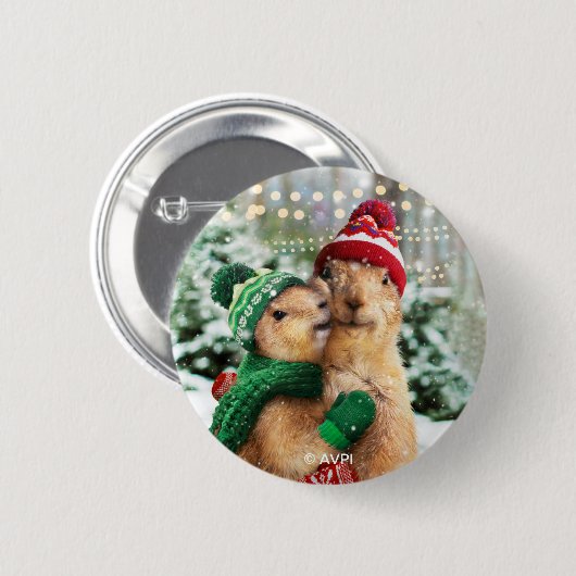 Badge Rond 5 Cm Chiens des Prairies de Noël (Devant & derrière)