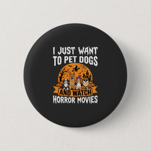 Badge Rond 5 Cm Chiens drôles d'Halloween vecteur de films d'horre