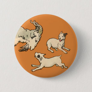 Badge Rond 5 Cm Chiens et chèvres en 1914