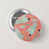 Badge Rond 5 Cm Chiens et os de Woof (Devant & derrière)