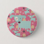 Badge Rond 5 Cm Chiens, étoiles et fleurs (Devant)