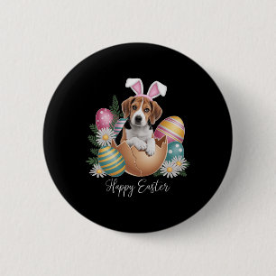 Badge Rond 5 Cm Chiens Floraux Jour de Pâques Mignon Chien Beagle 