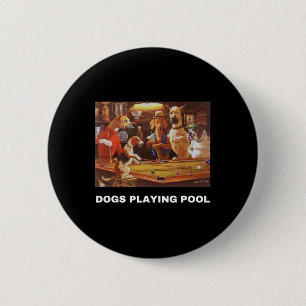 Badge Rond 5 Cm Chiens Jouer Pool Art Travail Chiots Snooker Poche