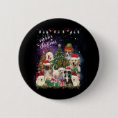 Badge Rond 5 Cm Chiens Joyeux Noël Lumière (Devant)