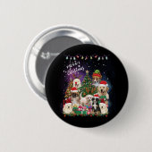 Badge Rond 5 Cm Chiens Joyeux Noël Lumière (Devant & derrière)