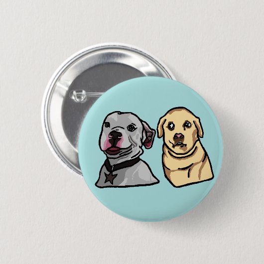 Badge Rond 5 Cm Chiens Mignons Mèmes (Devant & derrière)