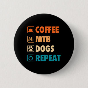 Badge Rond 5 Cm Chiens Mtb Café Répéter Rétro Simple Vélo De Monta