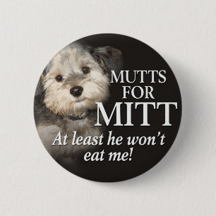 Badge Rond 5 Cm Chiens pour Mitt Romney - au moins il ne me manger