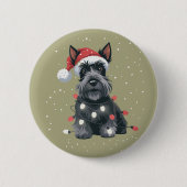 Badge Rond 5 Cm Chiens Scottie Scottish Terrier Christmas Chien Ma (Devant)