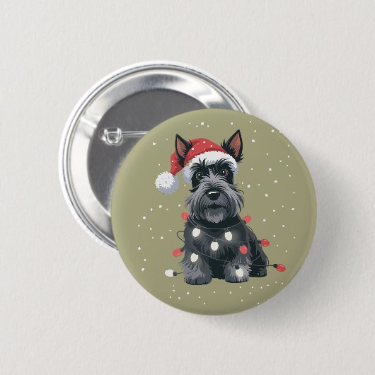Badge Rond 5 Cm Chiens Scottie Scottish Terrier Christmas Chien Ma (Devant & derrière)