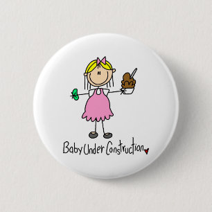 Badge Rond 5 Cm Chiffre bébé de bâton en construction