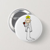 Badge Rond 5 Cm Chiffre blond bouton de bâton de jeune mariée (Devant & derrière)