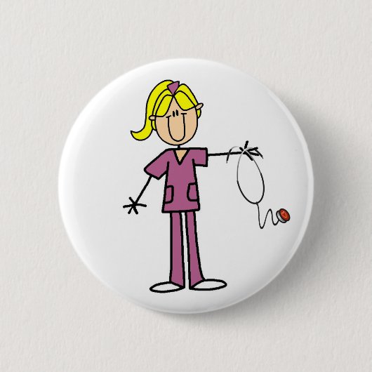 Badge Rond 5 Cm Chiffre blond bouton de bâton d'infirmière (Devant)