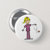 Badge Rond 5 Cm Chiffre blond bouton de bâton d'infirmière (Devant & derrière)