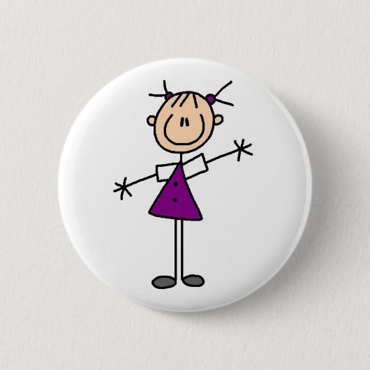 Badge Rond 5 Cm Chiffre bouton de bâton de fille (Devant)