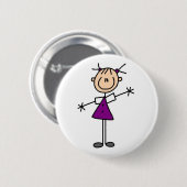 Badge Rond 5 Cm Chiffre bouton de bâton de fille (Devant & derrière)