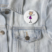 Badge Rond 5 Cm Chiffre bouton de bâton de fille (En situation)
