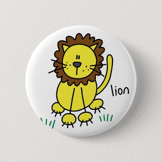 Badge Rond 5 Cm Chiffre bouton de bâton de lion (Devant)