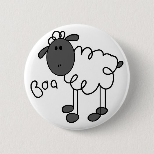 Badge Rond 5 Cm Chiffre bouton de bâton de moutons (Devant)