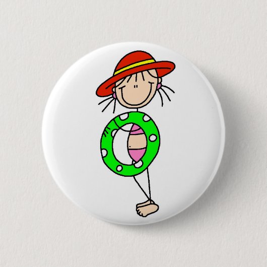 Badge Rond 5 Cm Chiffre bouton de bâton de natation de fille (Devant)