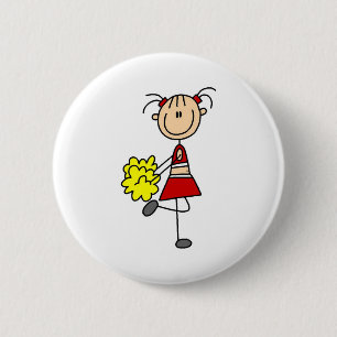 Badge Rond 5 Cm Chiffre bouton de bâton de pom-pom girl