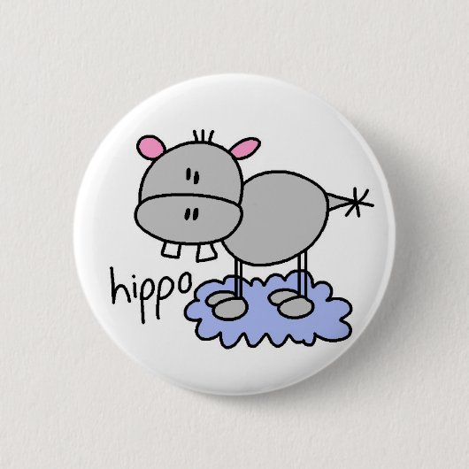 Badge Rond 5 Cm Chiffre bouton de bâton d'hippopotame (Devant)